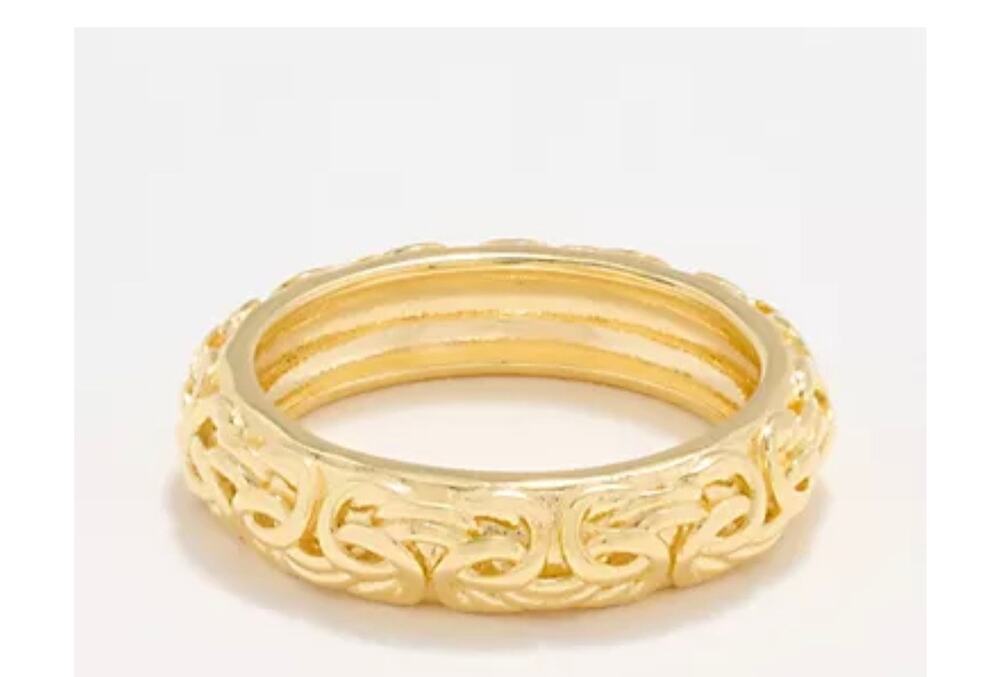 UltraFine 950 Silver gold plated 5mm Byzantine Ring size 6